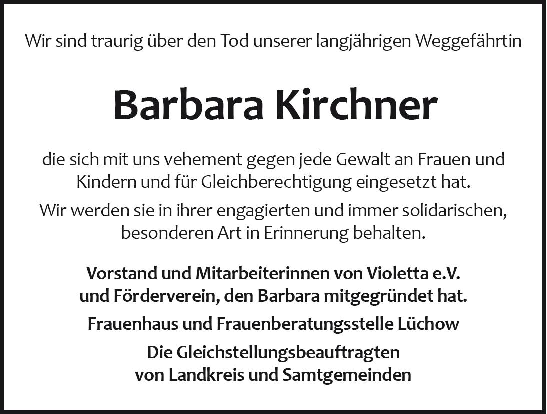 Das Trauerportal F R L Chow Dannenberg Todesanzeigen Barbara Kirchner