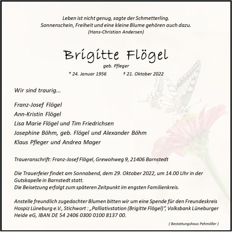 Brigitte Flögel › Das Trauerportal für LüchowDannenberg