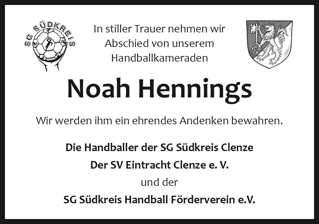 Das Trauerportal für LüchowDannenberg › Todesanzeigen › Noah Hennings