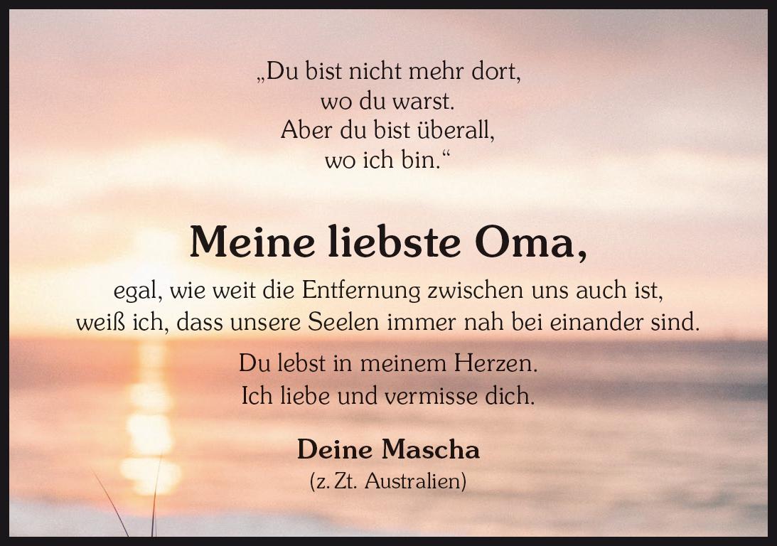 Das Trauerportal für LüchowDannenberg › Todesanzeigen › Sonja Grote Oma