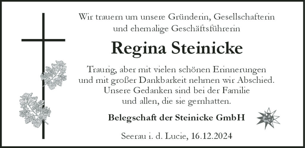 Das Trauerportal F R L Chow Dannenberg Todesanzeigen Regina Steinicke